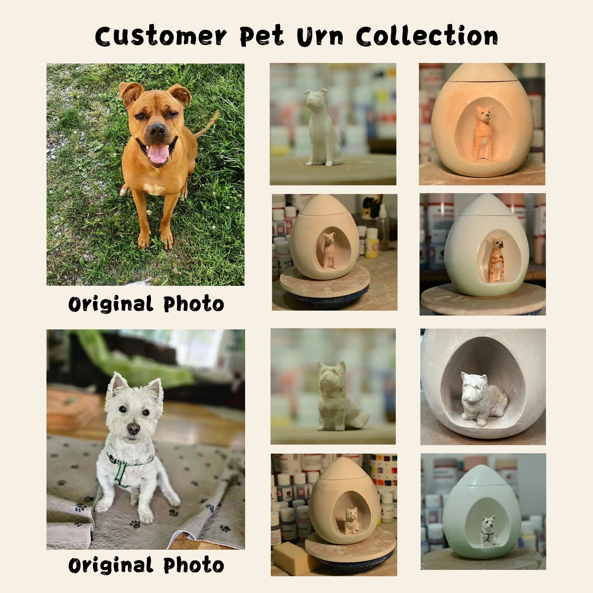 Personalized Sculpted Dog Urn – Custom Ceramic Urn with Portrait,Name&Date | Still See. Still Touch. Still With You