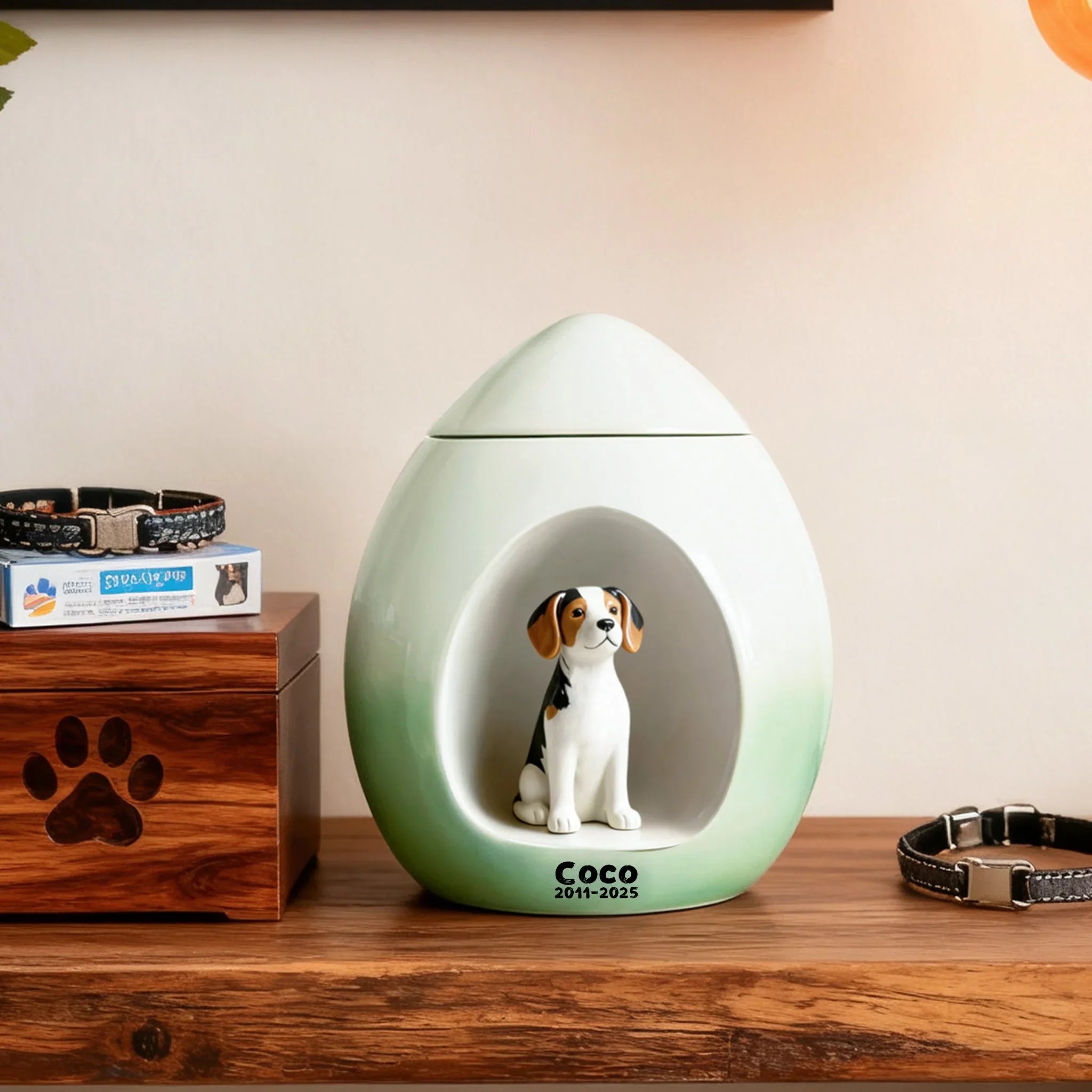 Personalized Ceramic Pet Urns – Lifelike Cat/Dog Portrait, Name & Date | Pet Loss Gift