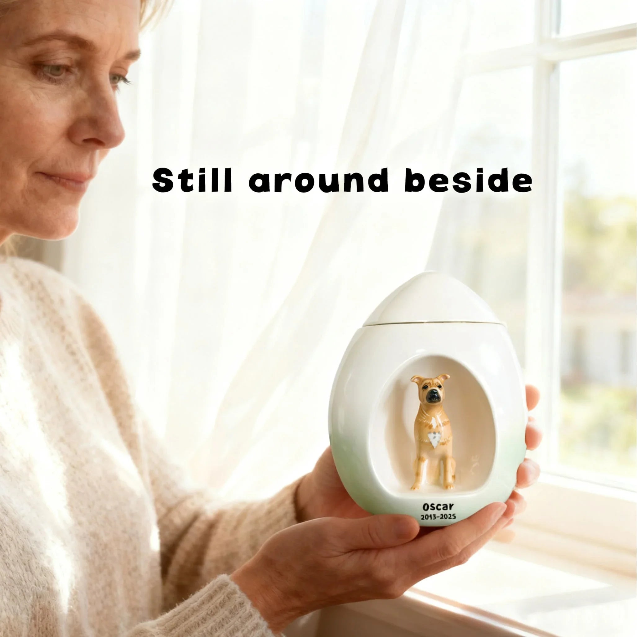 Personalized Ceramic Dog Urn for Ashes – Custom Pet Urn with Handcrafted Portrait (From Your Photo), Name & Date | Memorial Keepsake for Your Loved Dog