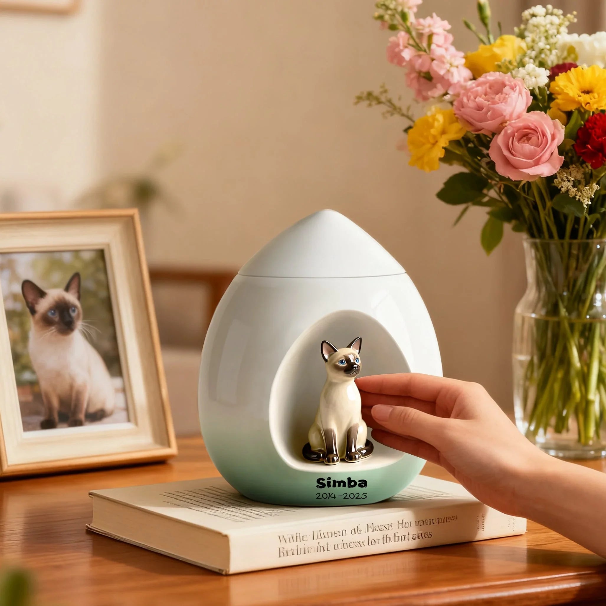 Personalized Ceramic Pet Urns – Lifelike Cat/Dog Portrait, Name & Date | Pet Loss Gift