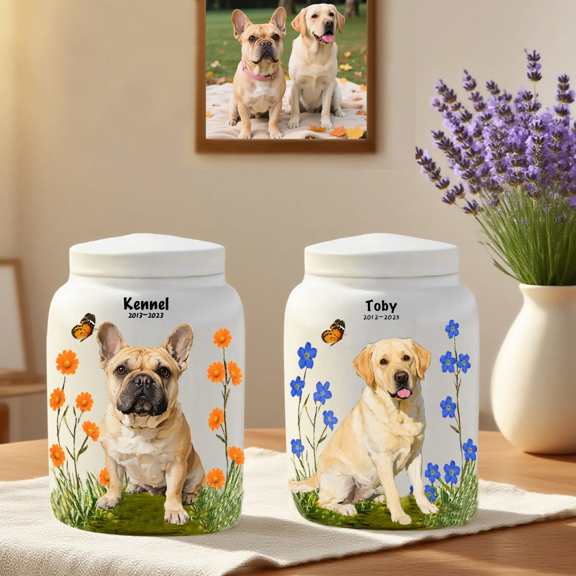 Ceramic Pet Urn for Dogs and Cats – Cremation Memorial Keepsake