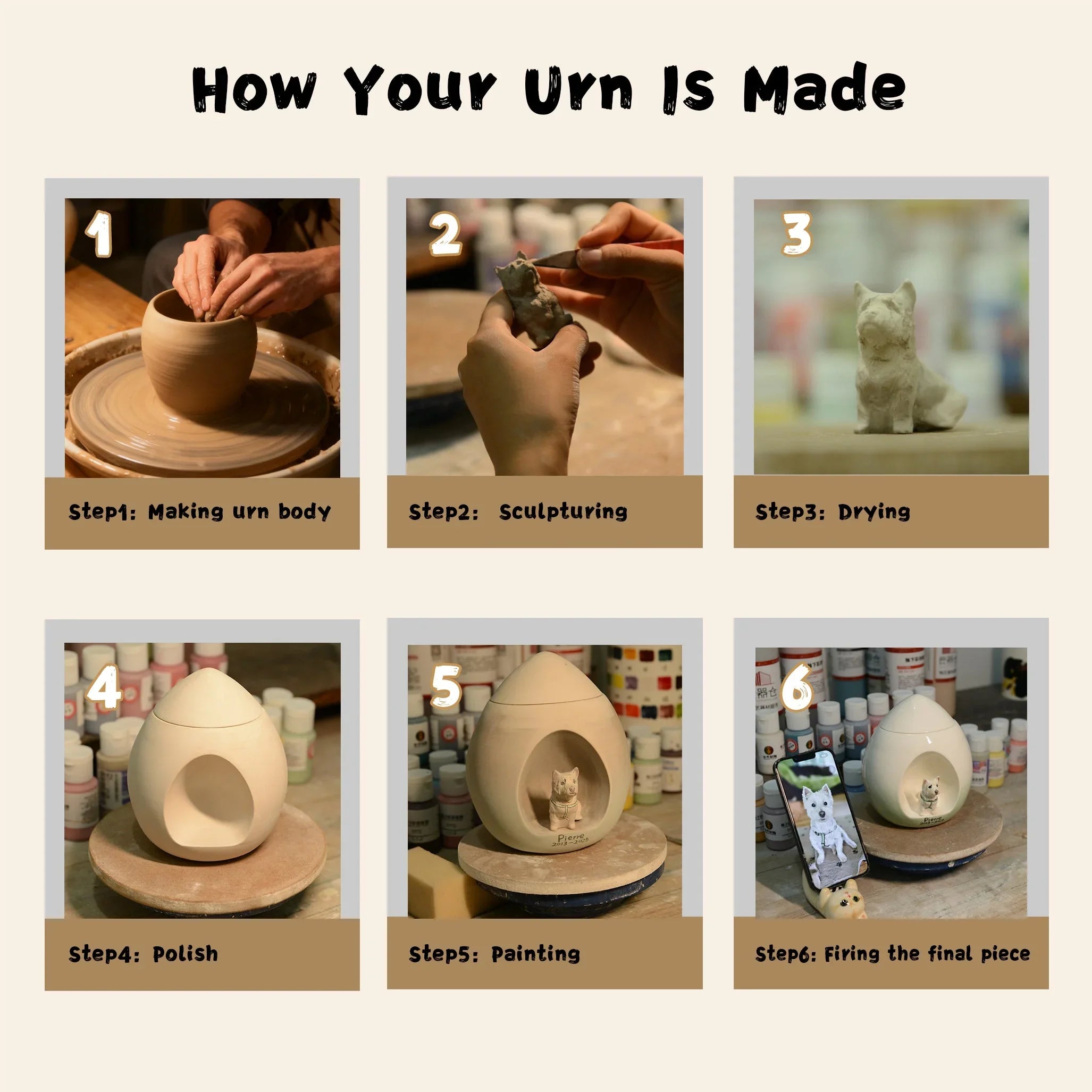 Personalized Sculpted Dog Urn – Custom Ceramic Urn with Portrait,Name&Date | Still See. Still Touch. Still With You