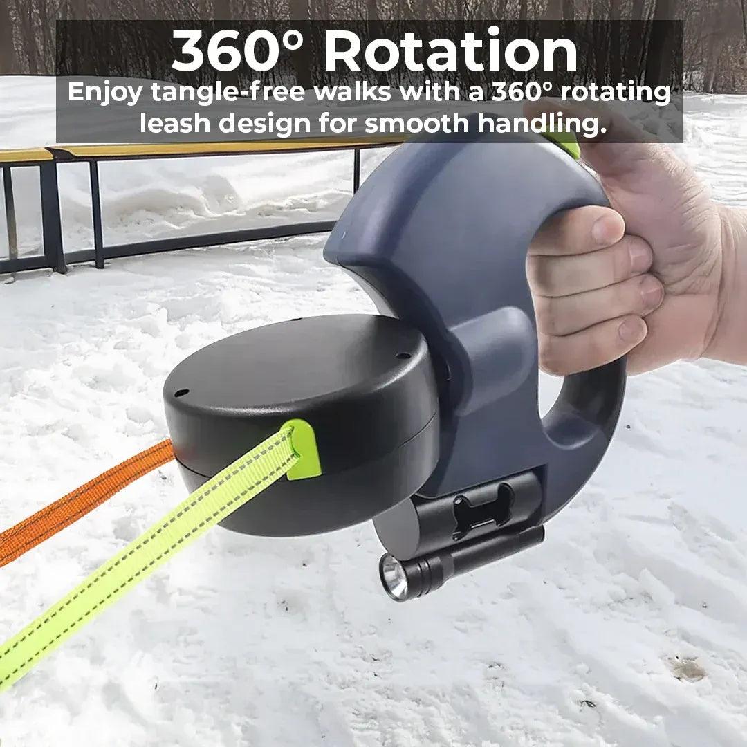 Dog leash, tangle-free leash, 360° rotating leash, one-to-two leash