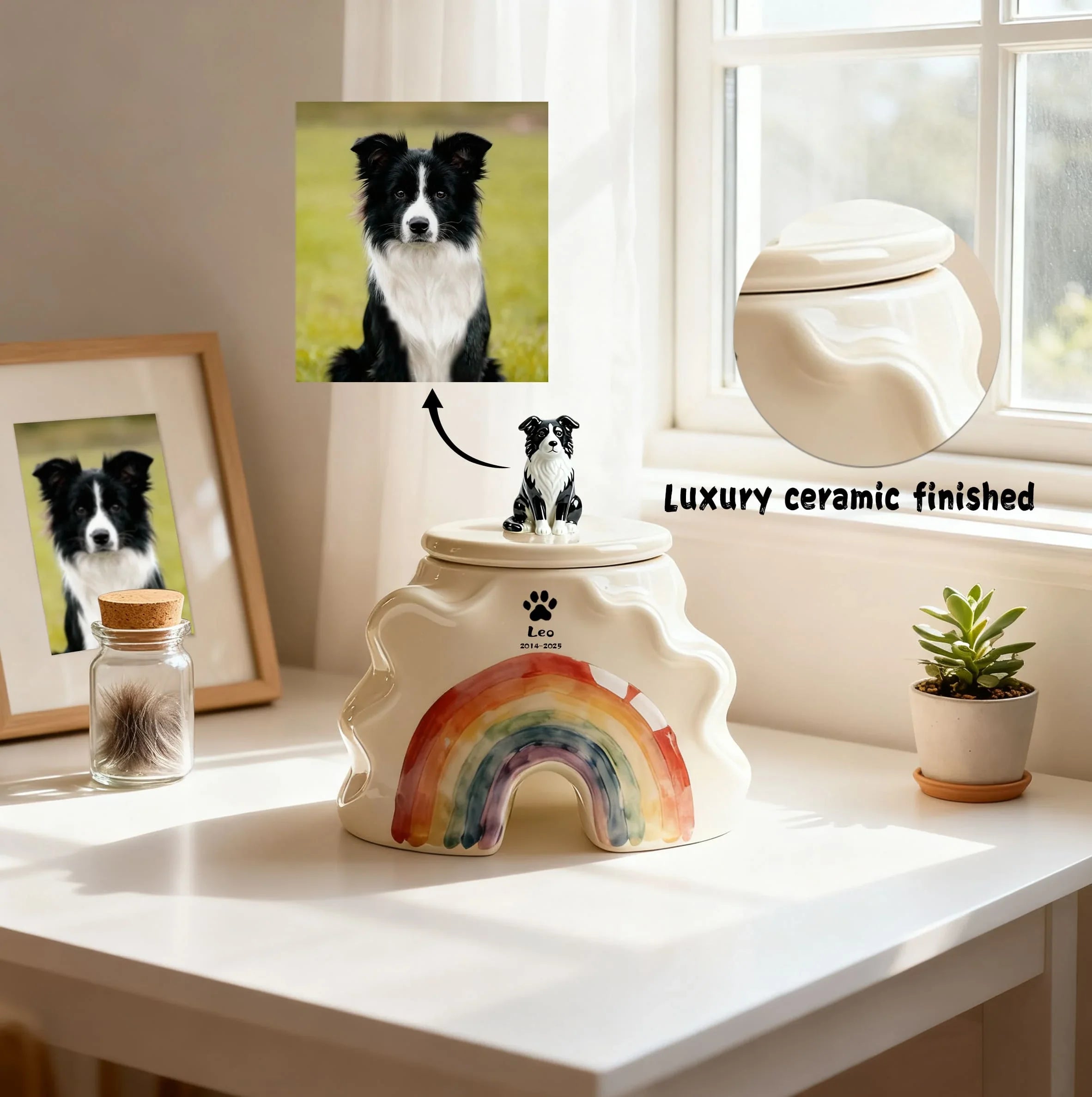 Custom Dog Urns for Ashes with Paw Print, Name & Date — Handcrafted Memorials