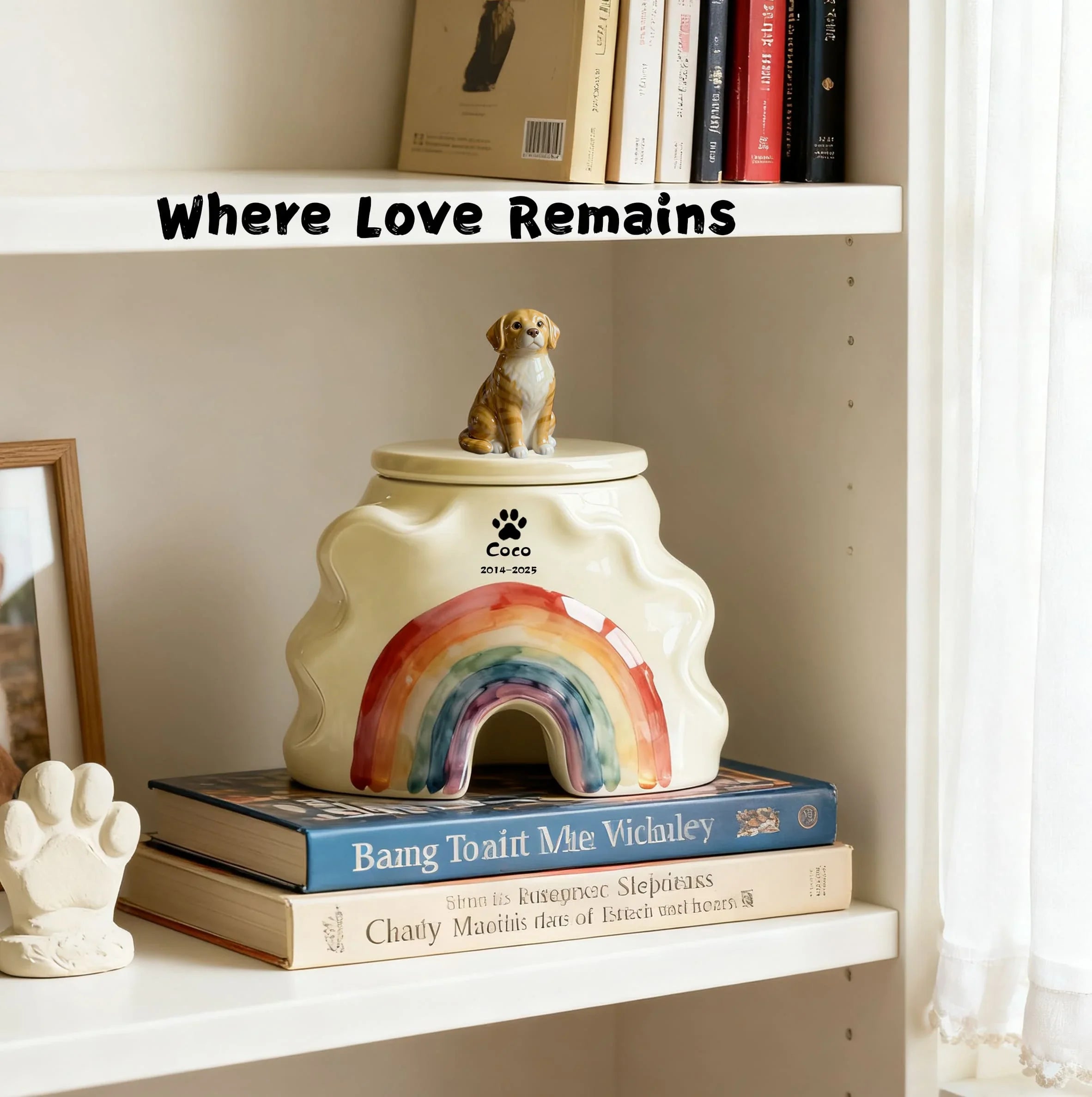 Custom Dog Urns for Ashes with Paw Print, Name & Date — Handcrafted Memorials