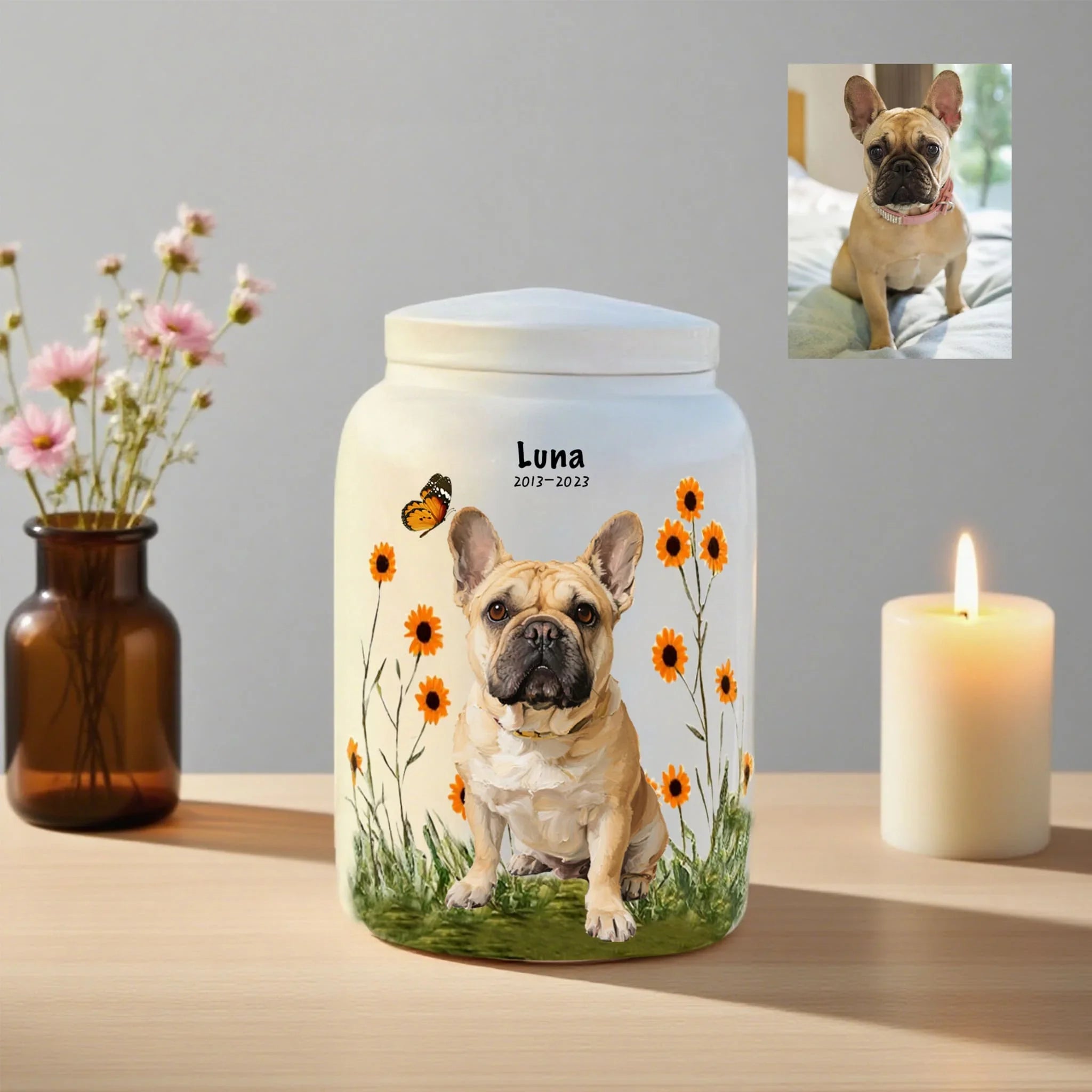 Ceramic Pet Urn for Dogs and Cats – Cremation Memorial Keepsake