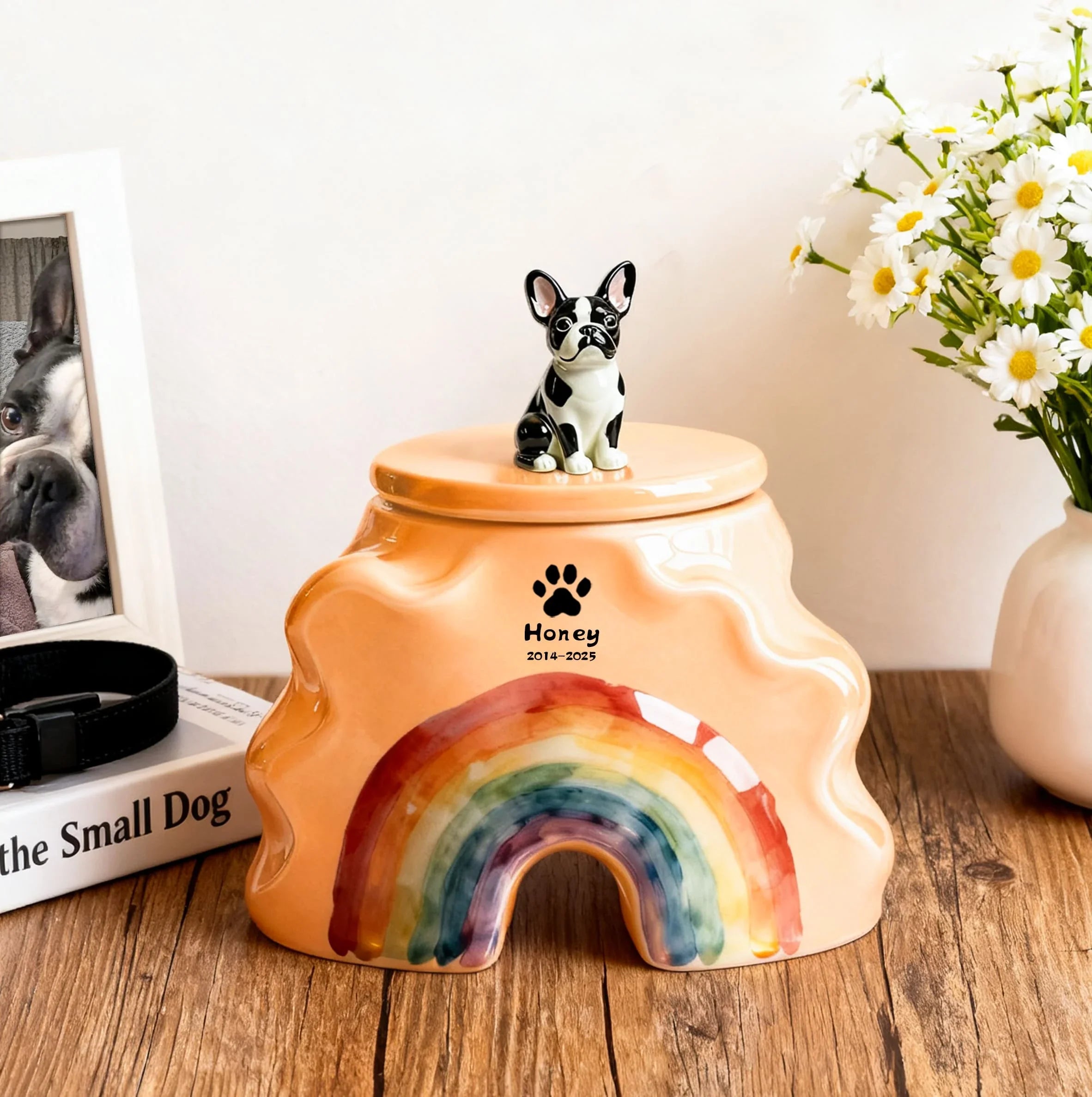 Custom Dog Urns for Ashes with Paw Print, Name & Date — Handcrafted Memorials