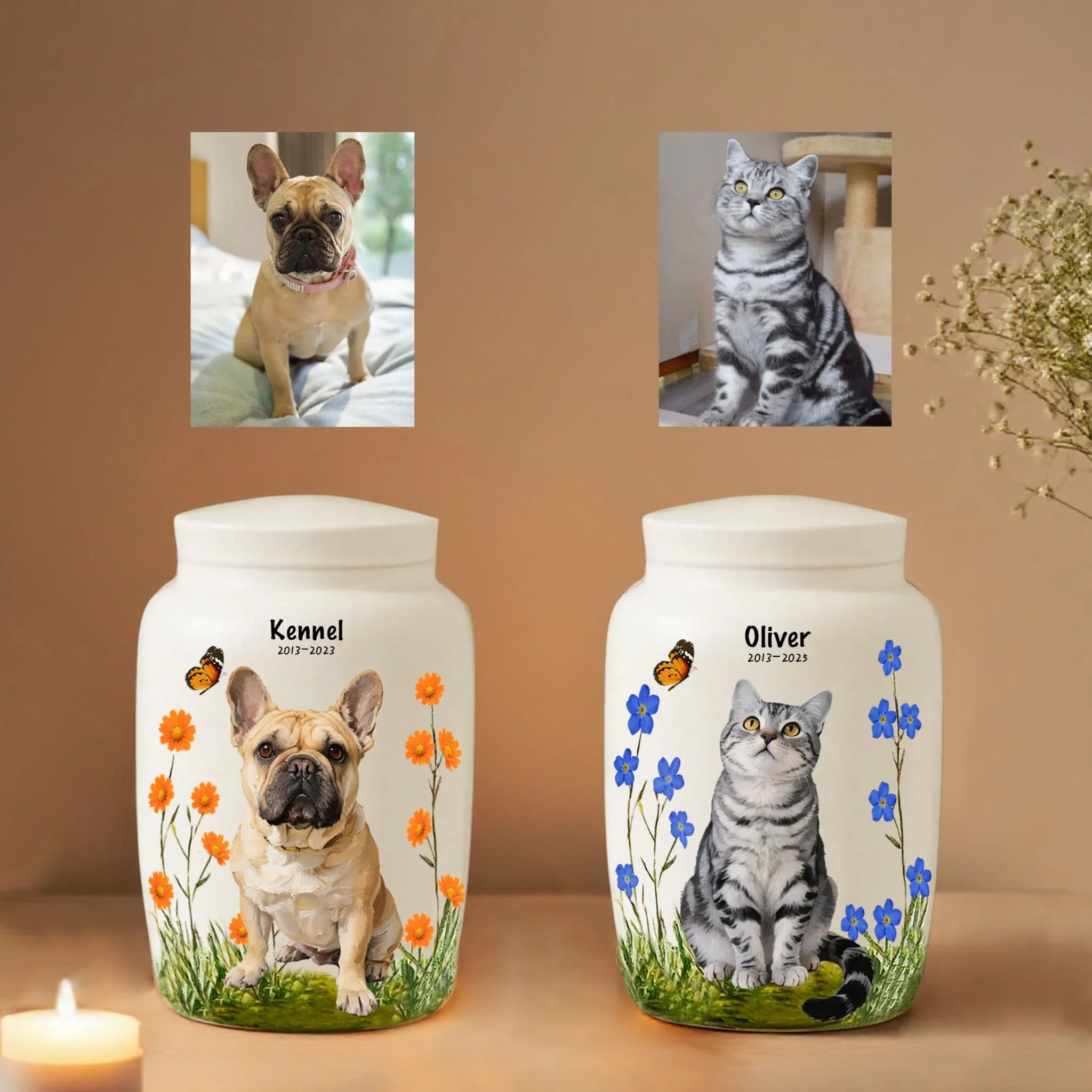 Ceramic Pet Urn for Dogs and Cats – Cremation Memorial Keepsake