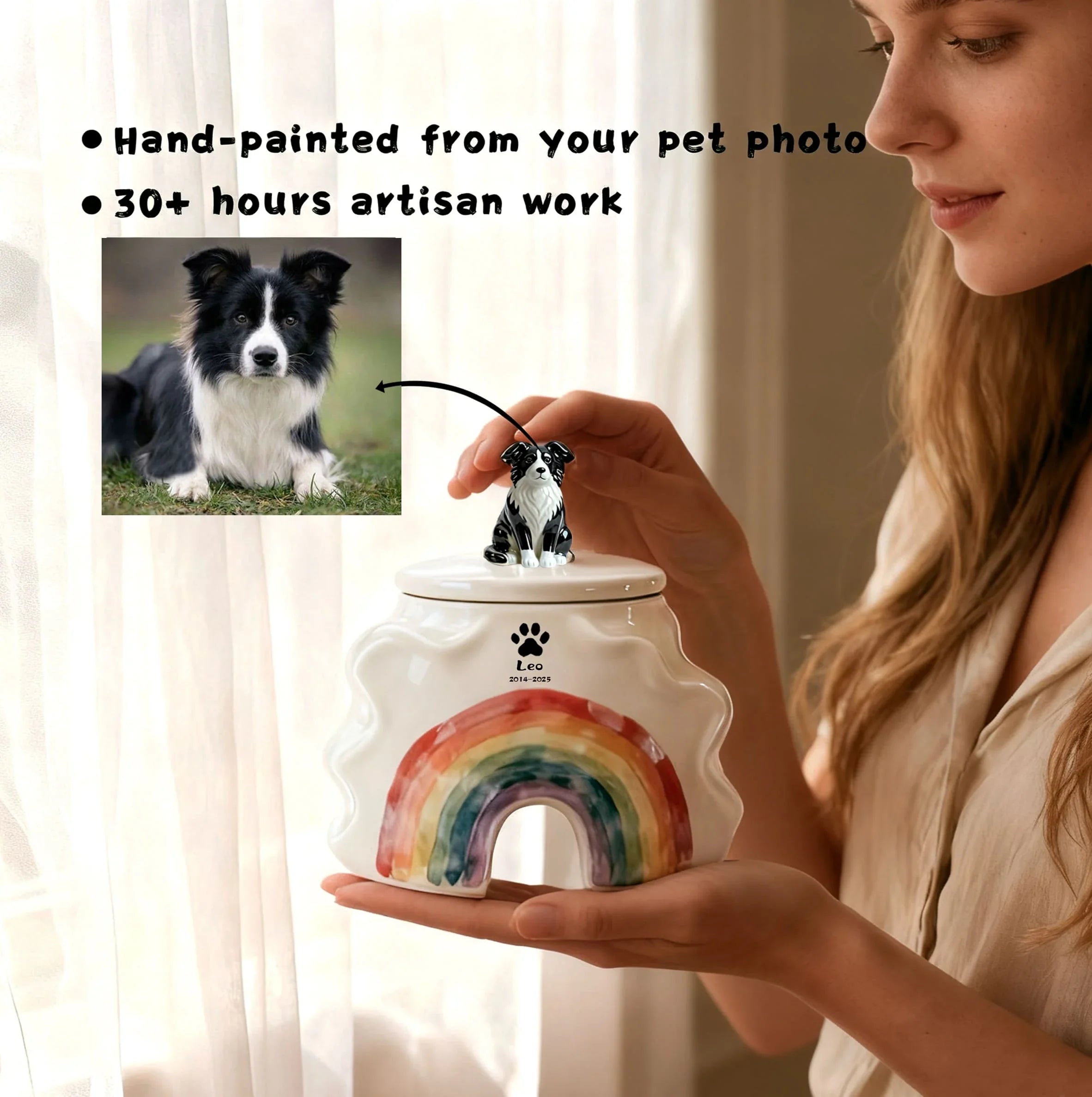 Custom Dog Urns for Ashes with Paw Print, Name & Date — Handcrafted Memorials