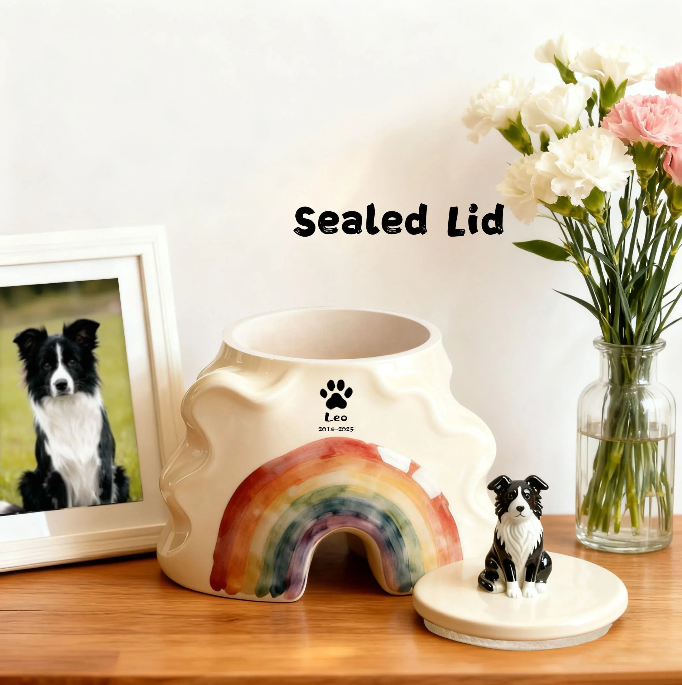 Custom Dog Urns for Ashes with Paw Print, Name & Date — Handcrafted Memorials