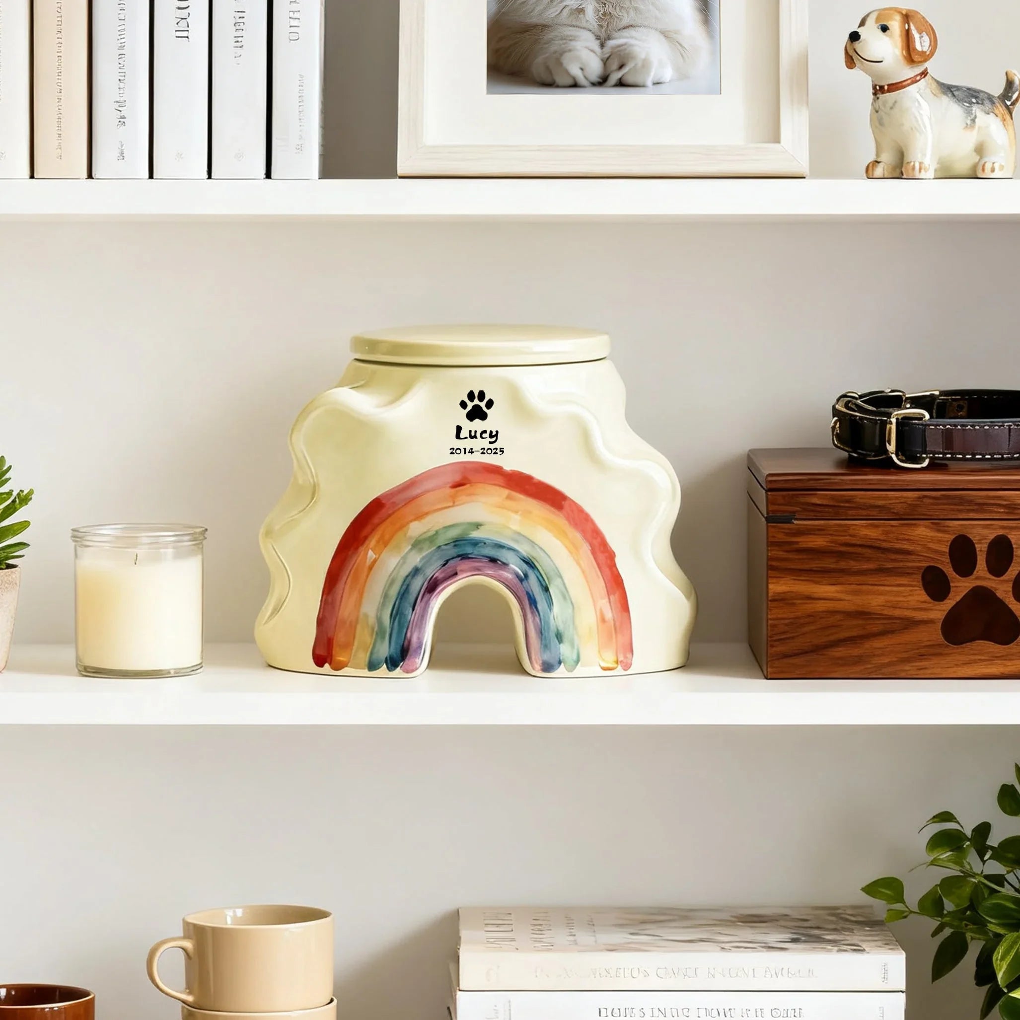 Tailored Dog Resting Urn - Engraved Name & Rainbow Bridge Tribute